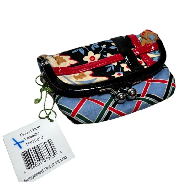 RARE Vera Bradley Please Hold KissLock Coin Clutch Versailles Retired Retro 90s - Picture 4 of 12